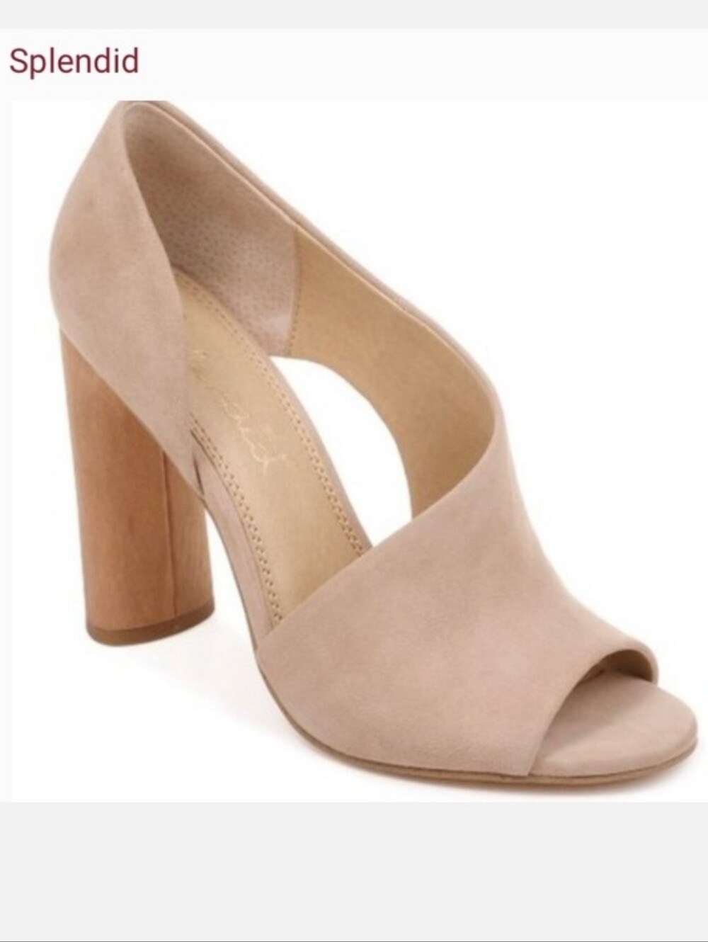 Splendid Serleena Suede Peep-Toe Block Heel Pump in Nude 8.5 - Picture 7 of 7